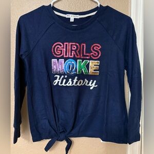 Girls Long Sleeve Tee - Navy, Size Medium